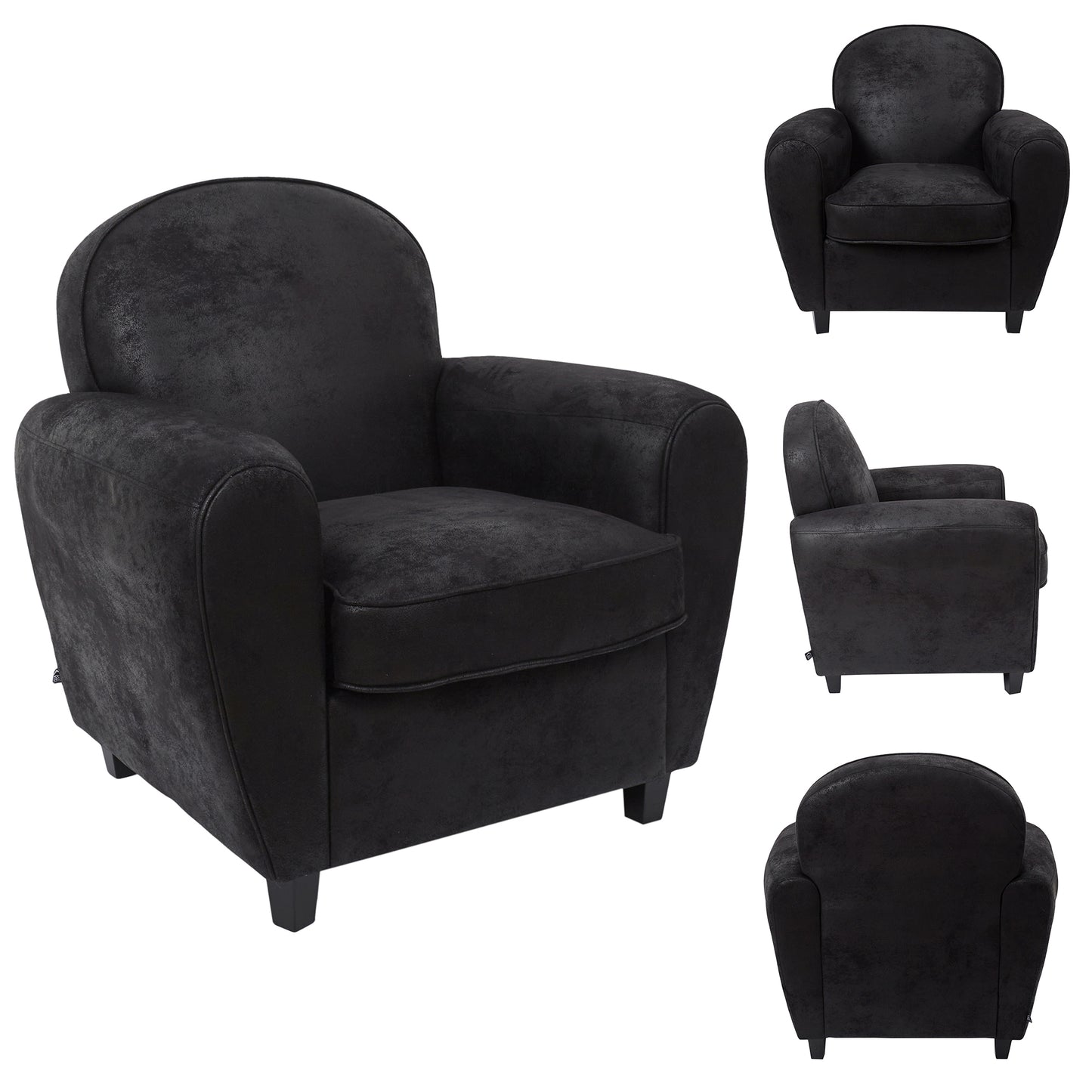 Fauteuil Club Noir Indus