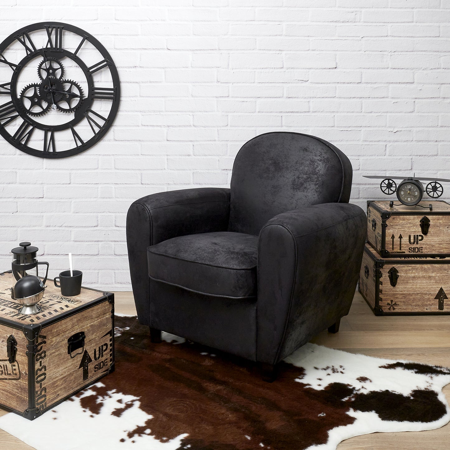 Fauteuil Club Noir Indus