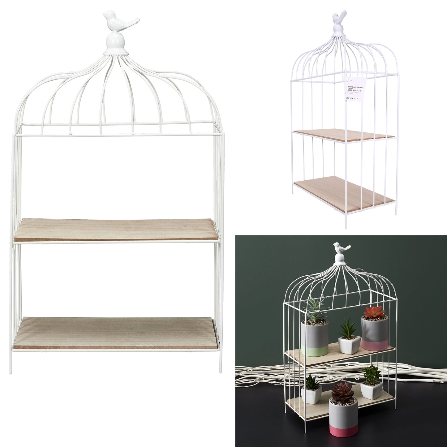 Cage A Oiseau Decorative Metal Blanc