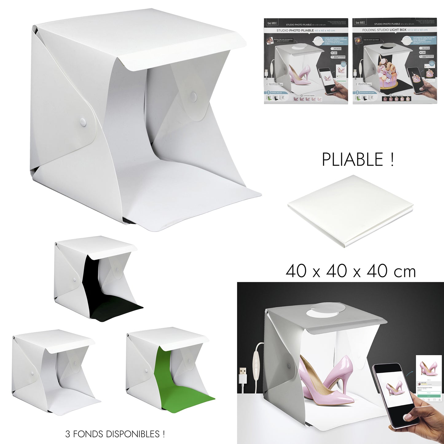 Boite A Lumiere Studio Pliable 40X40X40Cm