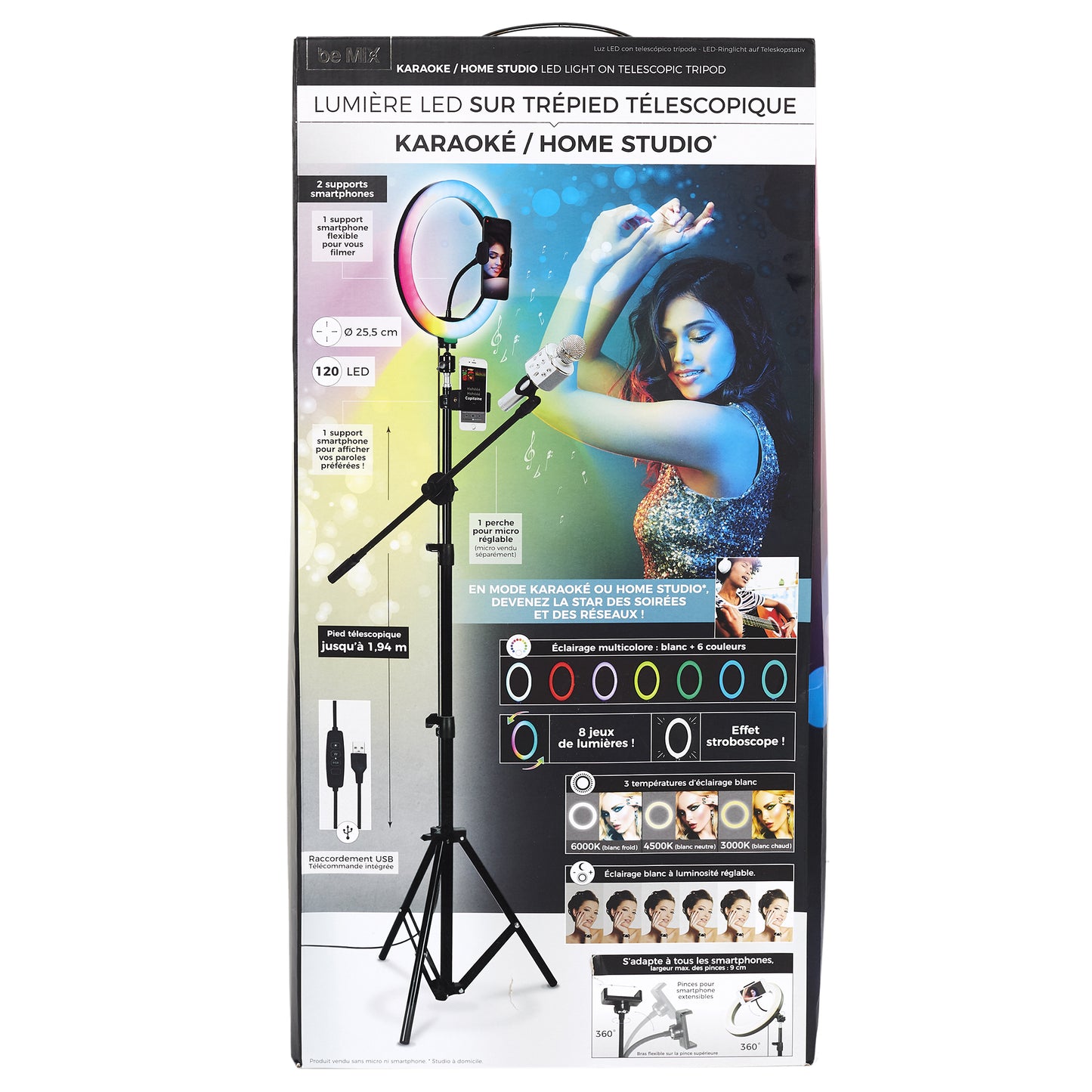 Lumiere Led Trepied Xxl Photo Video Karaoke Rgb