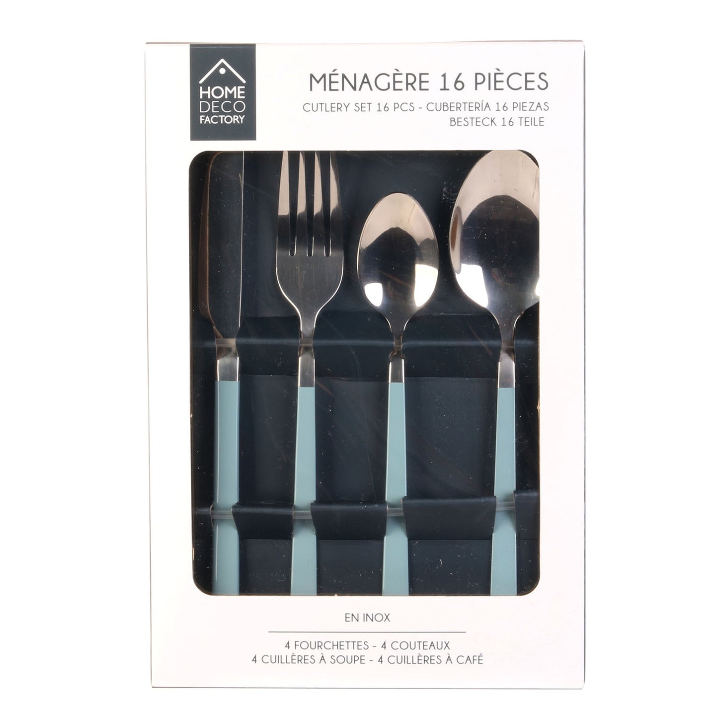 Menagere 16 Pieces Manche Bleu Clair