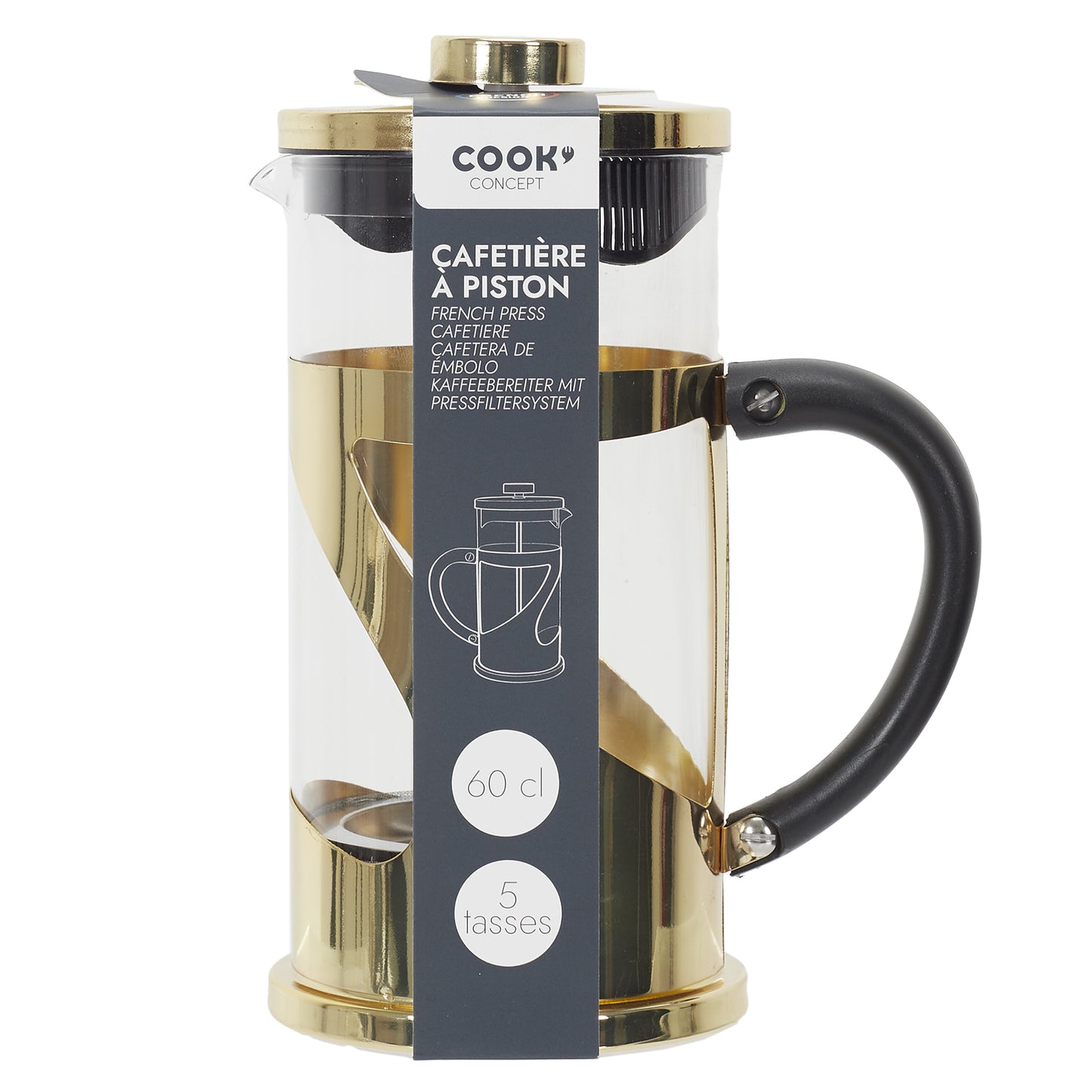 Cafetiere A Piston Metal Doree 60Cl