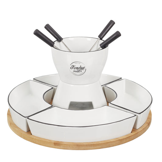 Fondue Coffret Support Bambou Coupelle X4 Et P4