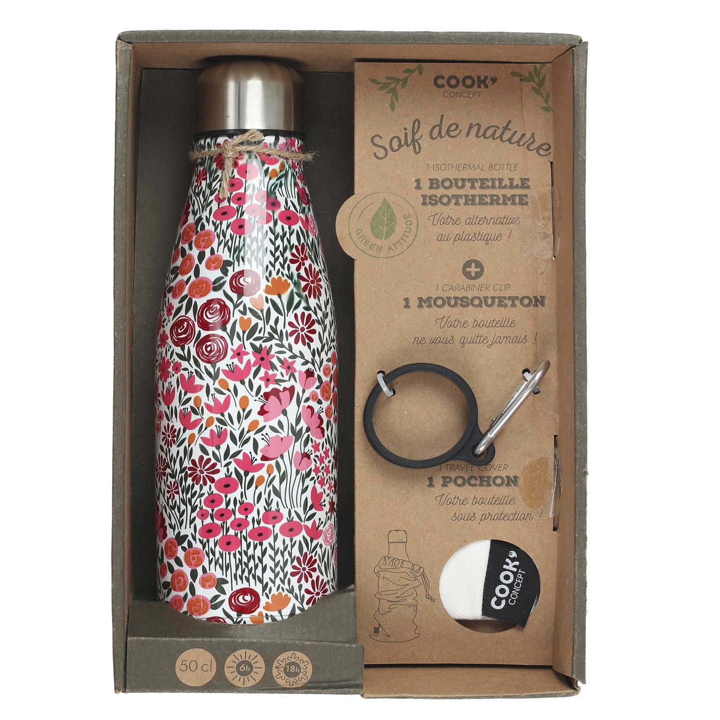 Coffret Bouteille Isotherme Fleurie 50Cl