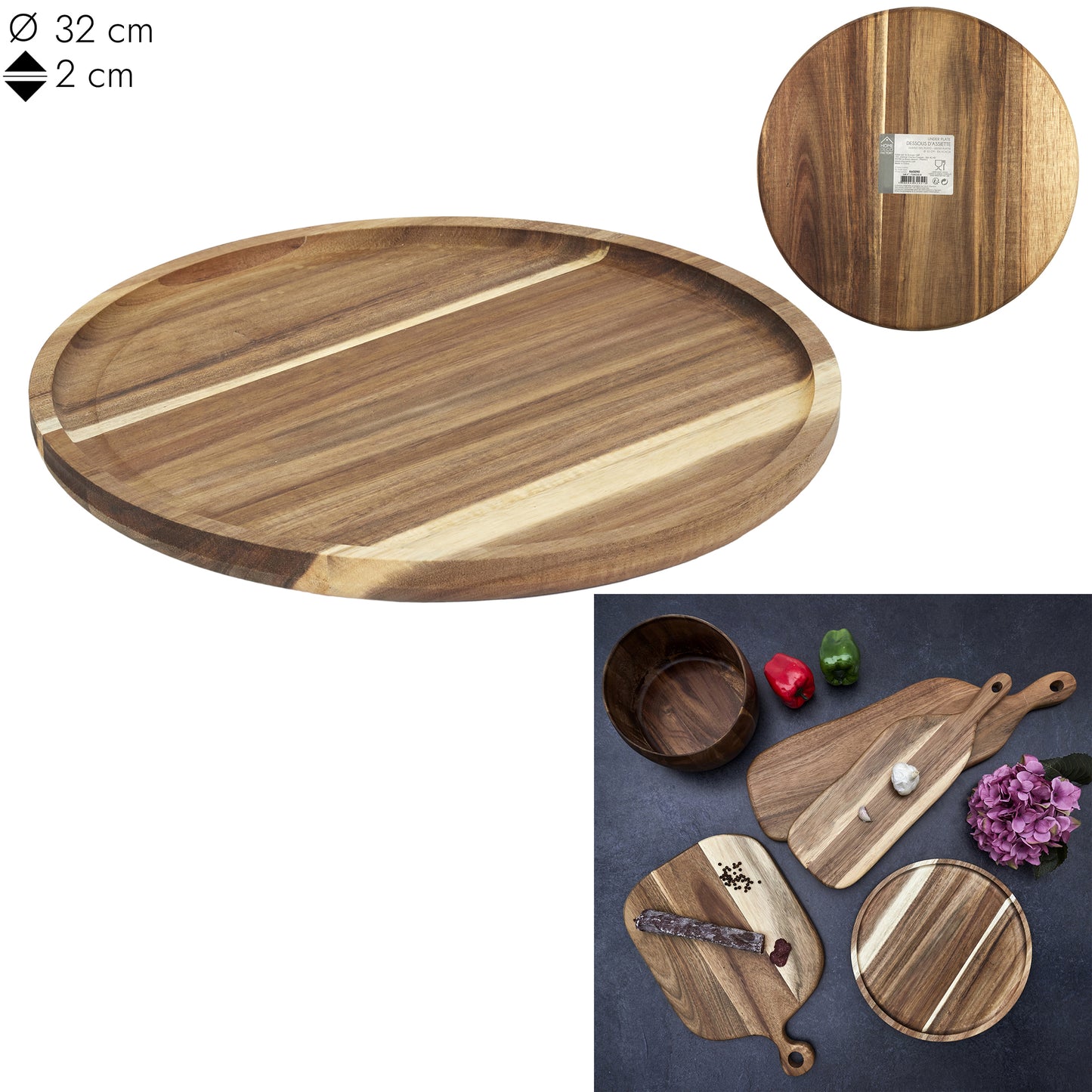 Dessous Assiette Acacia 32Cm