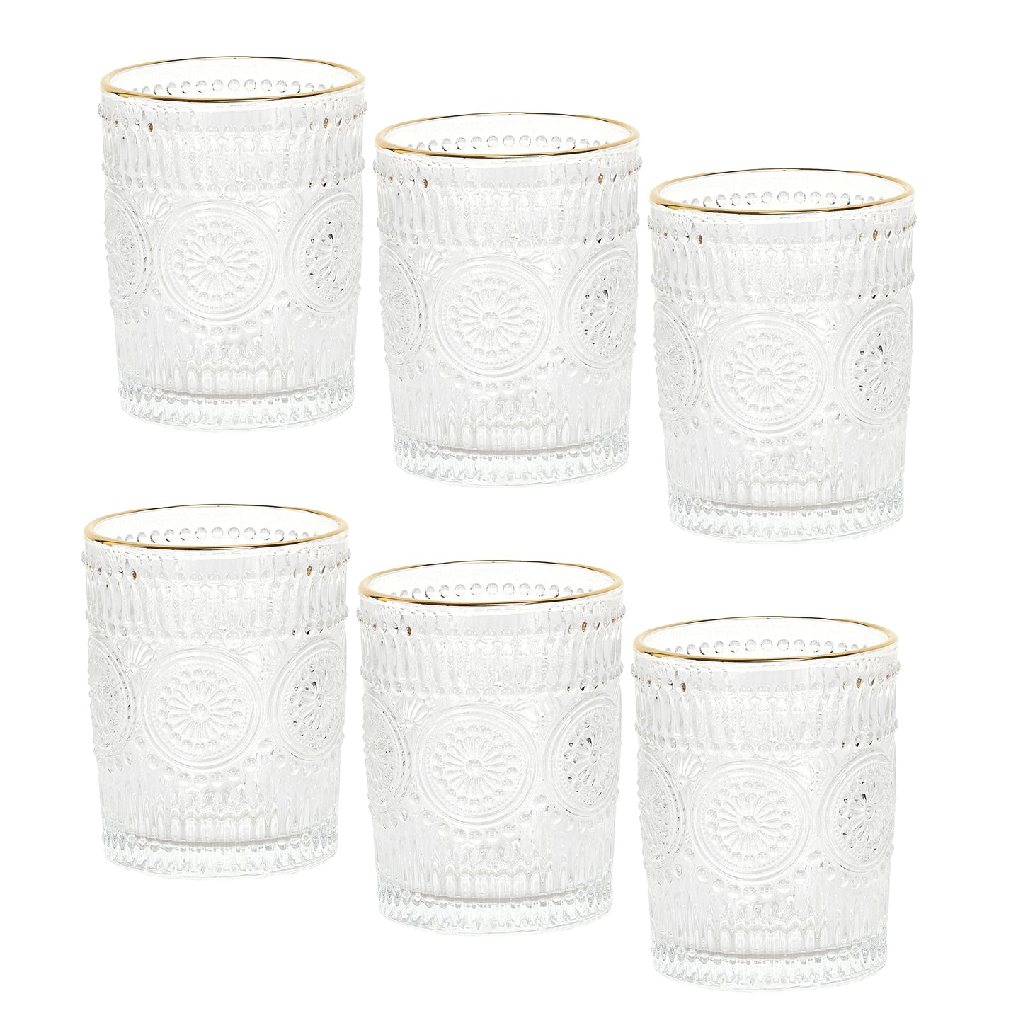 Lot De 6 Verres Lisere Dore