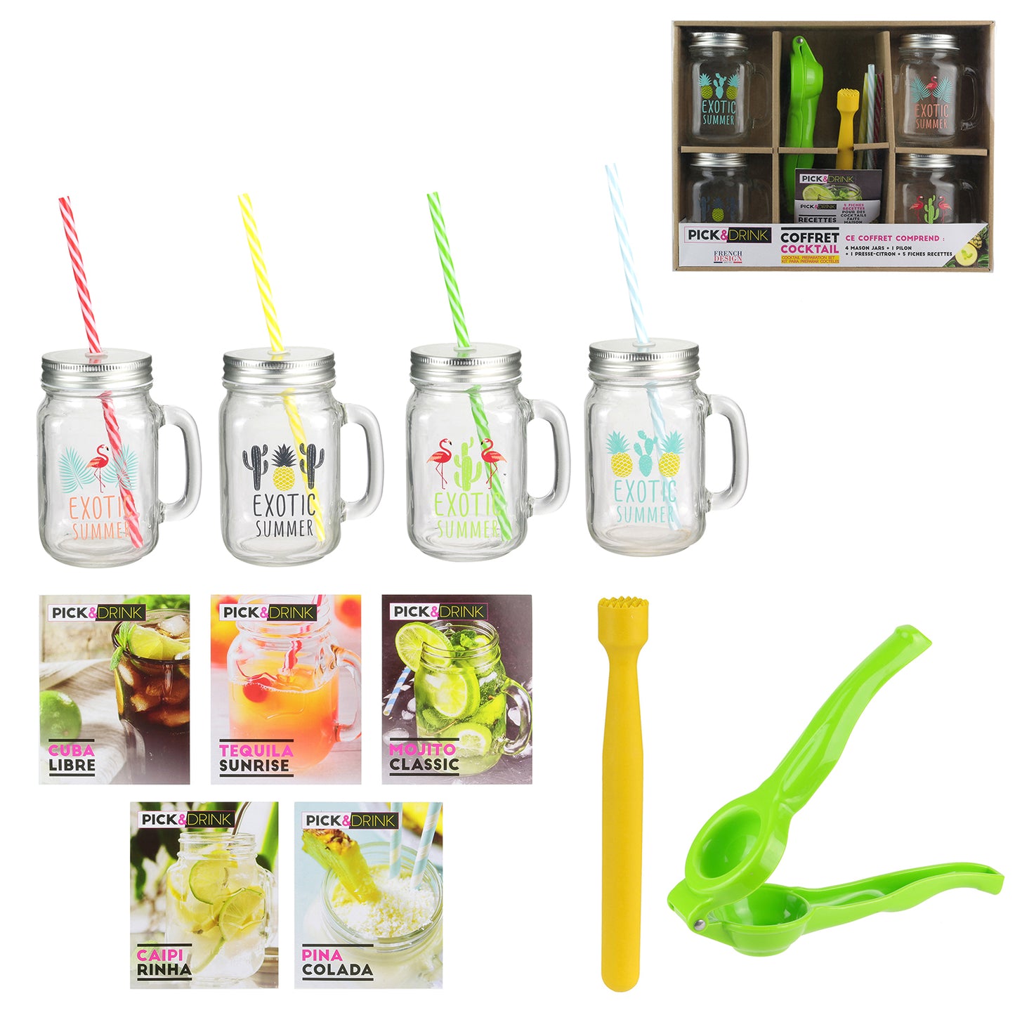 Coffret Mojito Mason Jar X4 45Cl