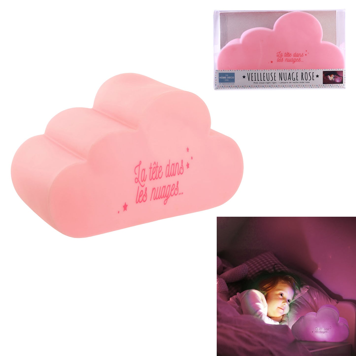 Veilleuse Nuage Rose 15X25X12Cm