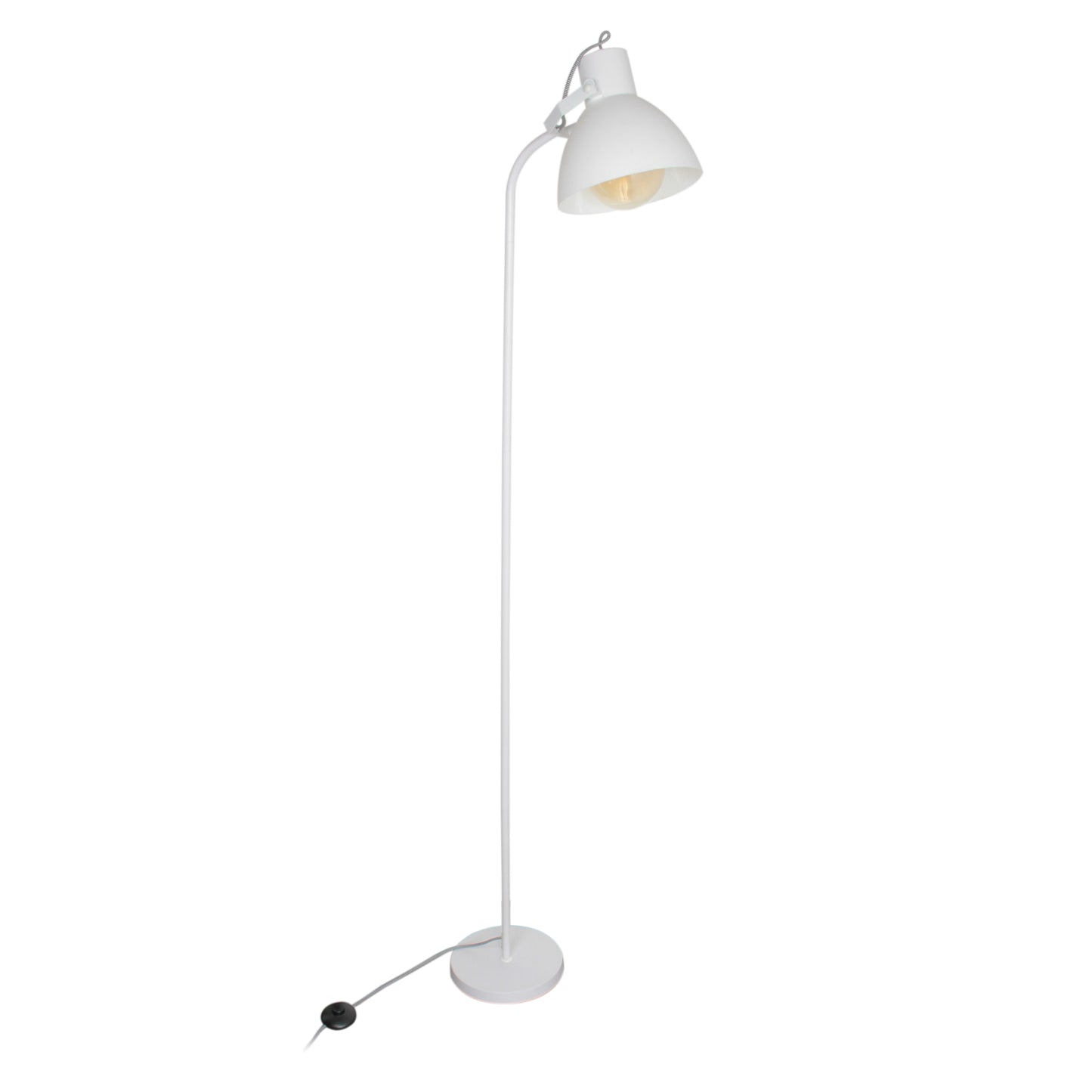 Lampadaire Blanc 1.72M Cable Textile Noir Blanc