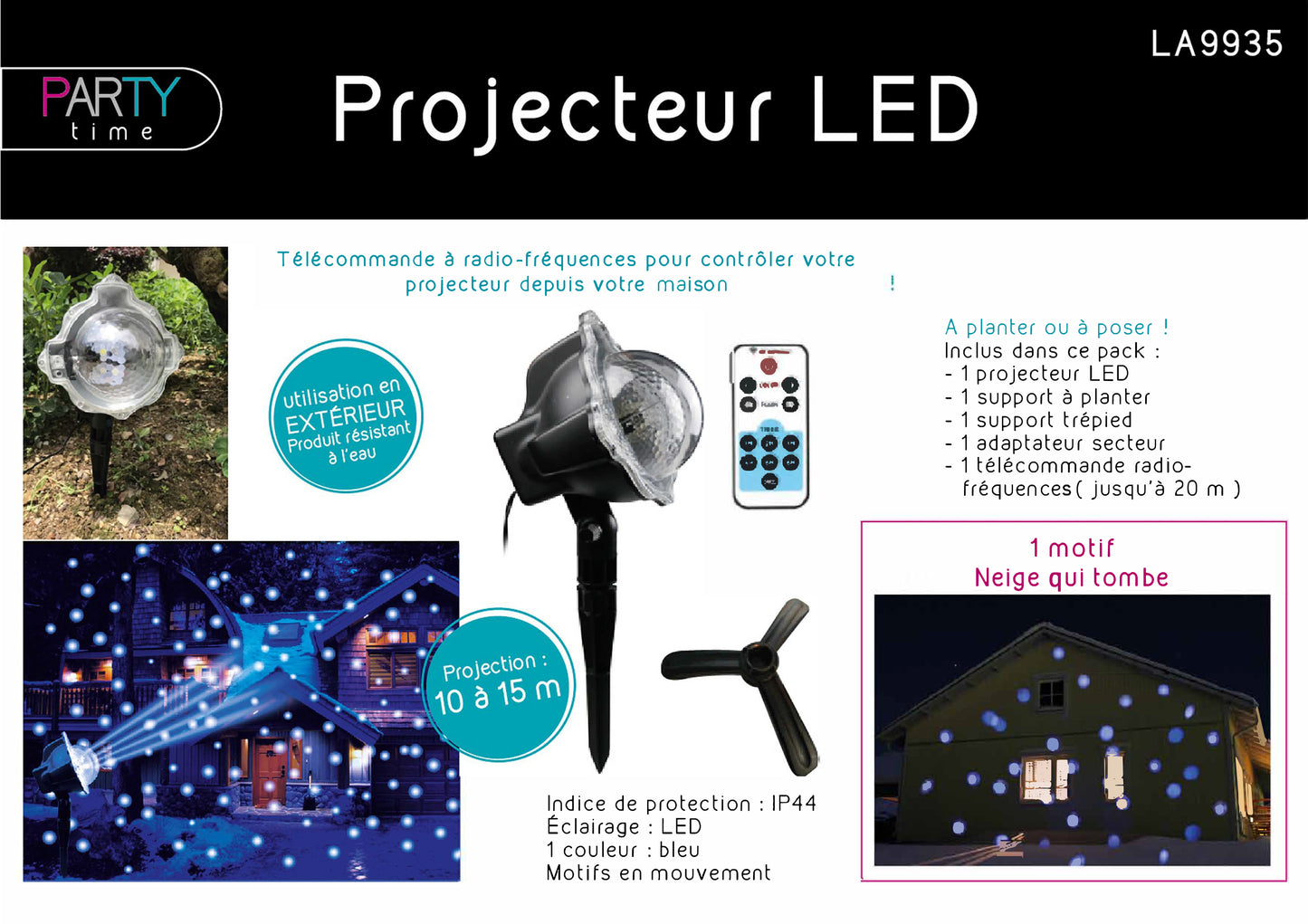 Projecteur Ext Led Effet Neige Bleue Telecom