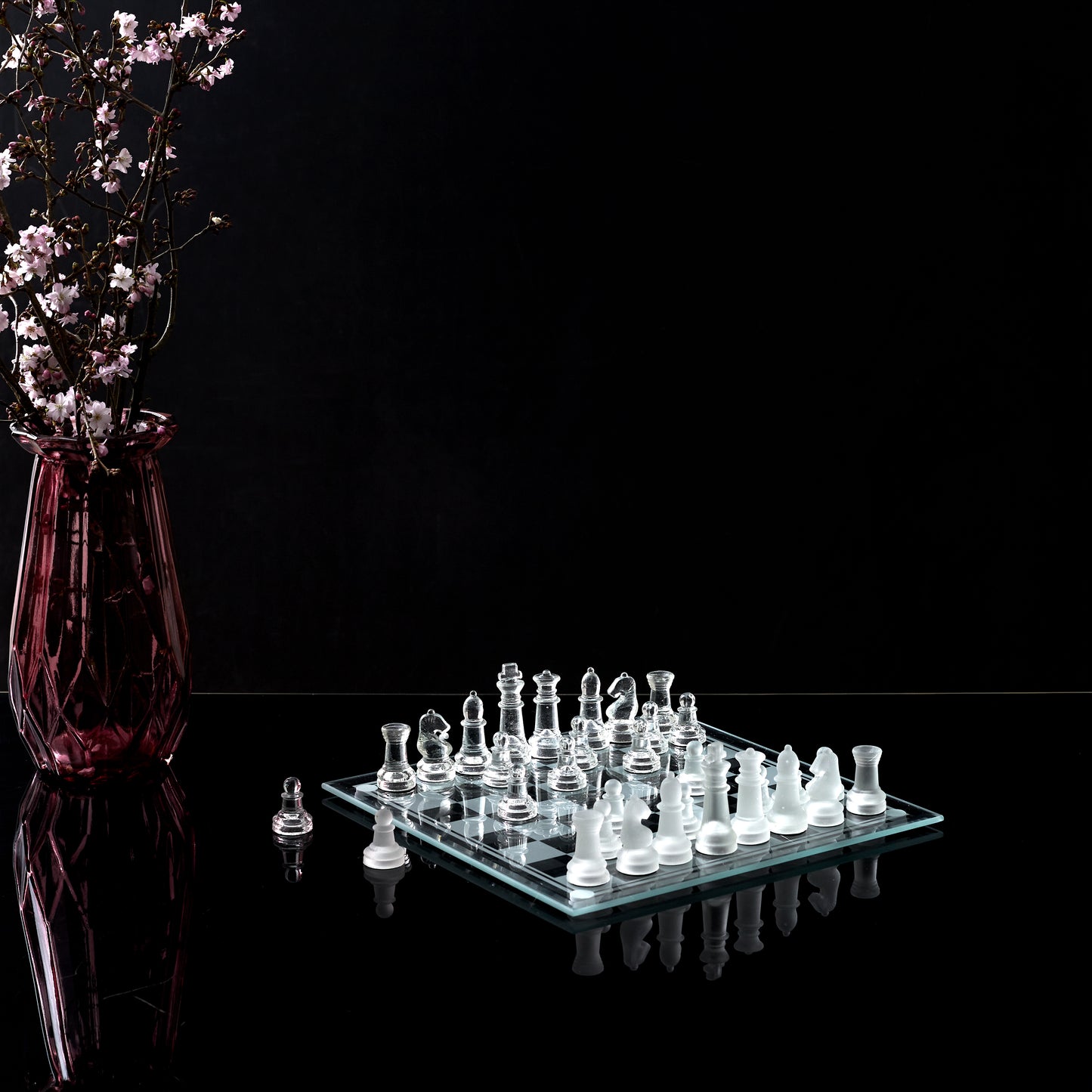 Jeu D Echecs En Verre 25X25Cm