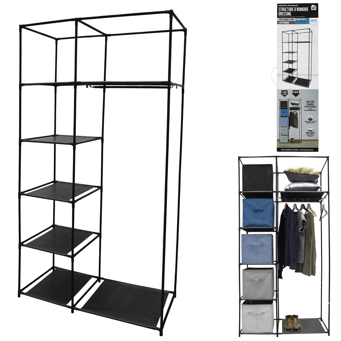 Structure Armoire 5 Cases Et 1 Penderie