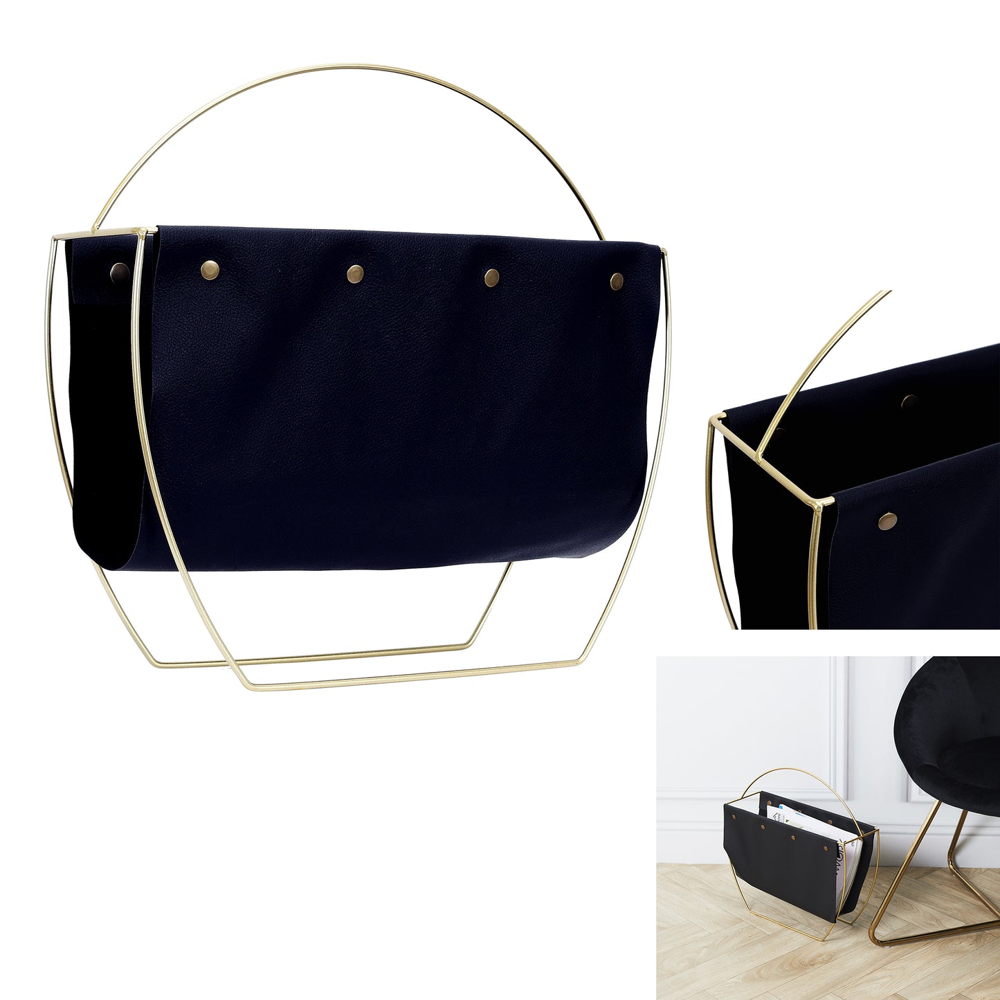 Porte Revues Noir Et Metal Dore