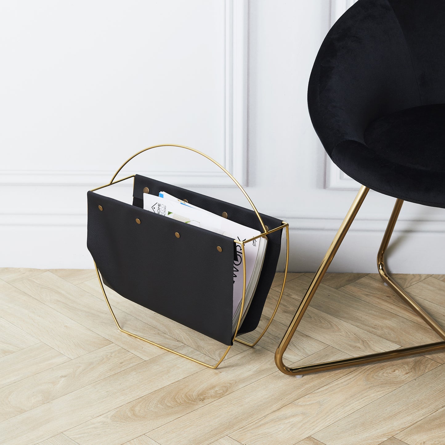 Porte Revues Noir Et Metal Dore