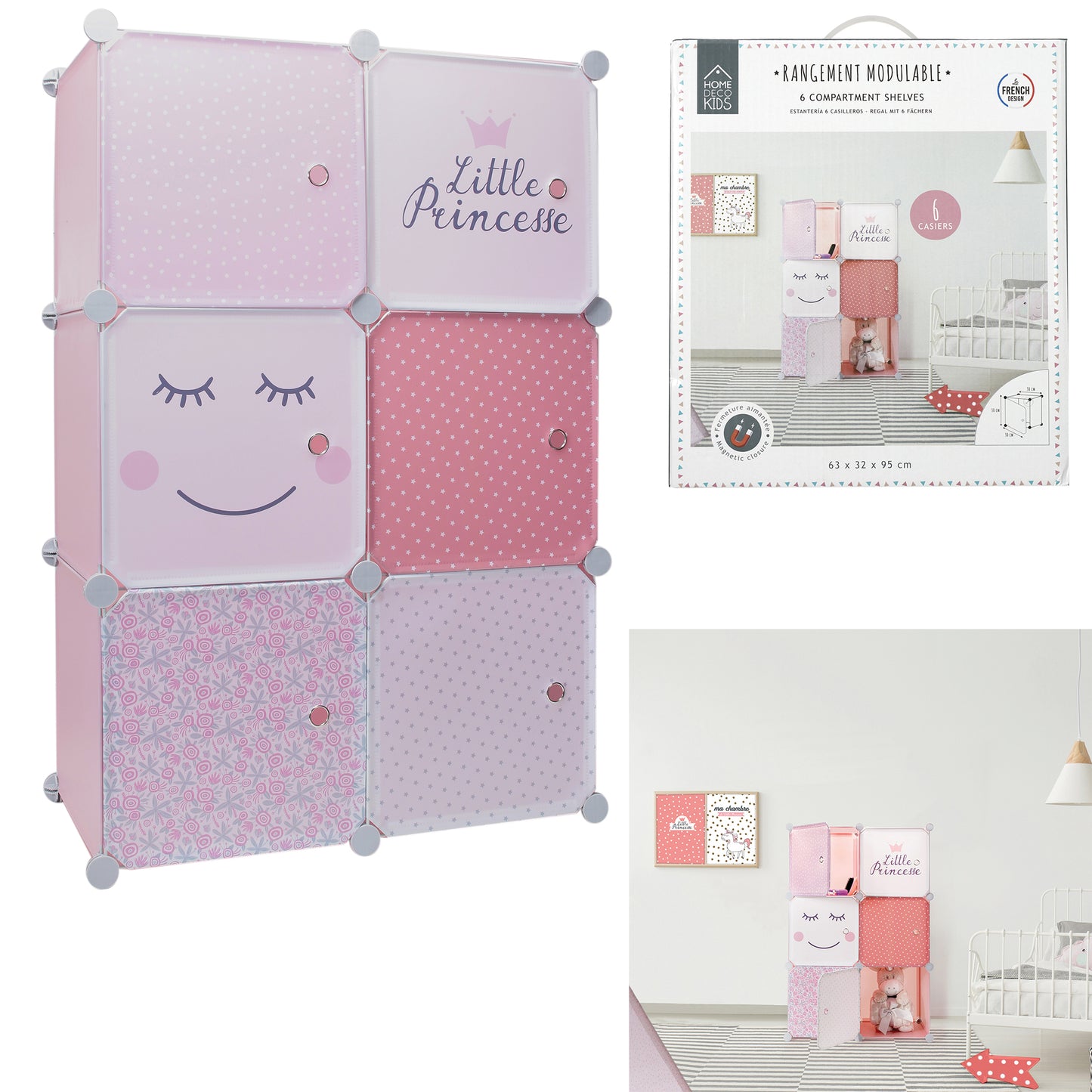 Rangement Armoire Modulable 6 Cubes Fille