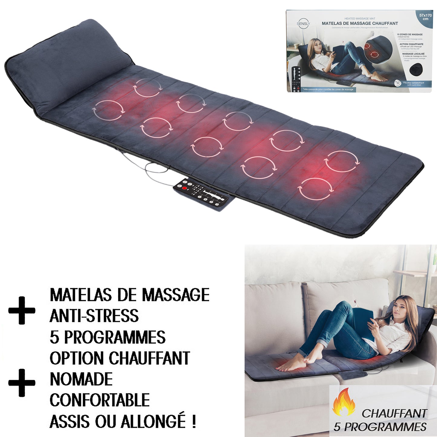 Matelas De Massage Chauffant 170Cm