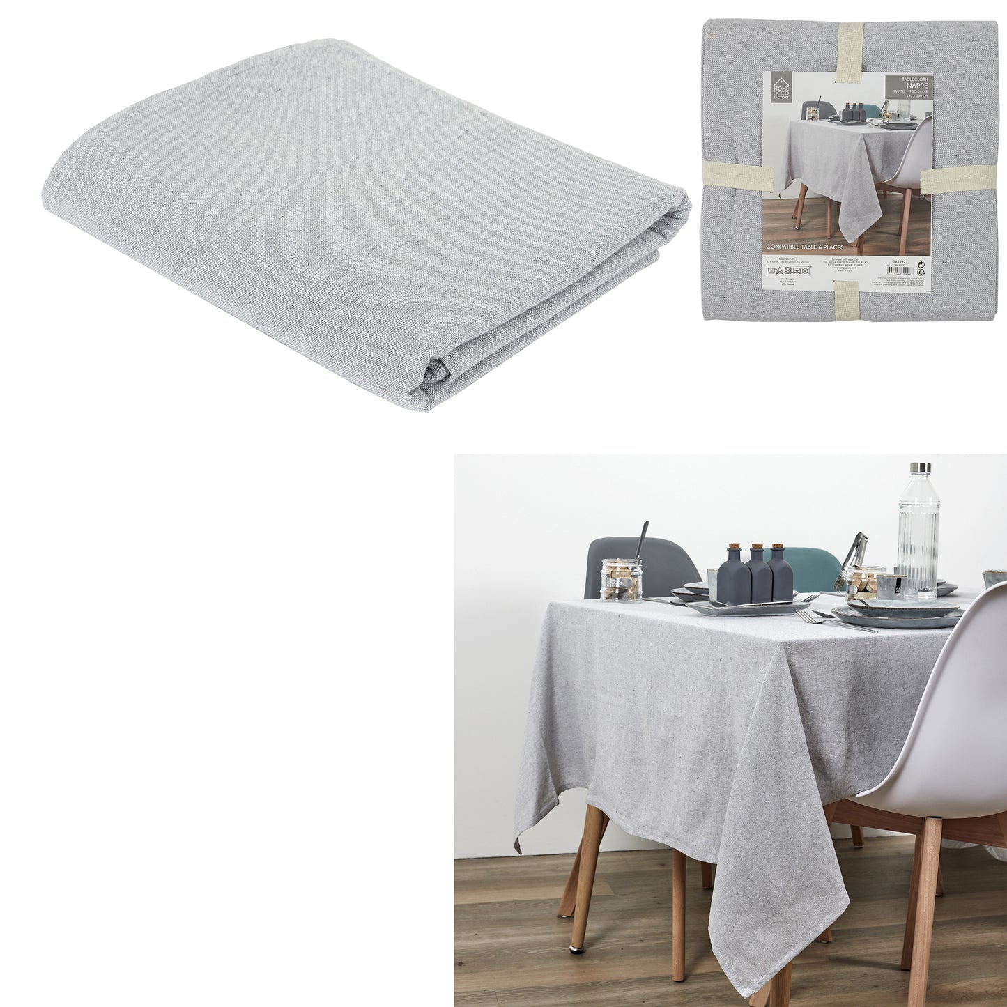 Nappe Coton Gris 140X250Cm