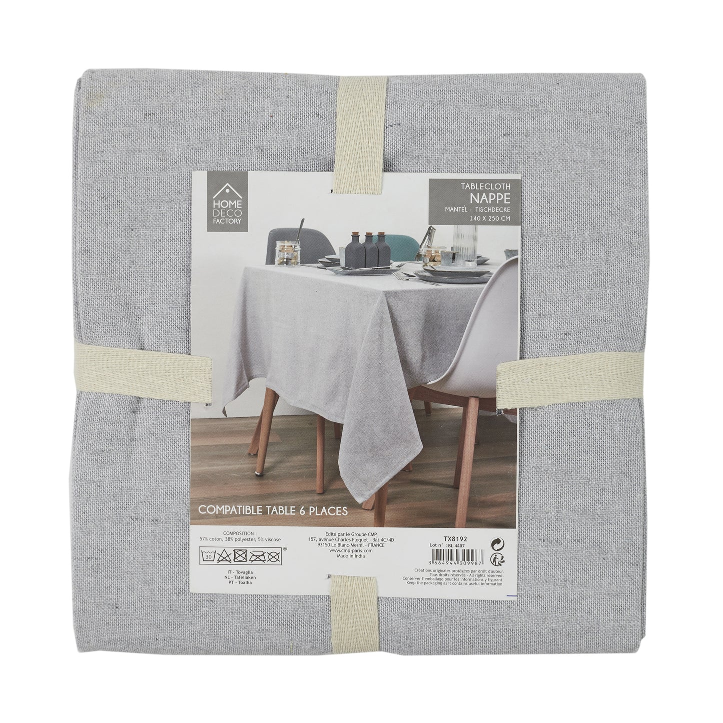 Nappe Coton Gris 140X250Cm