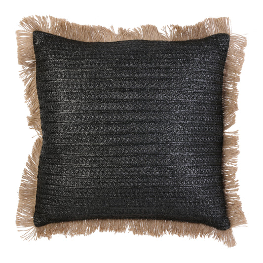 Coussin Raphia Noir Dehoussable 40X40Cm