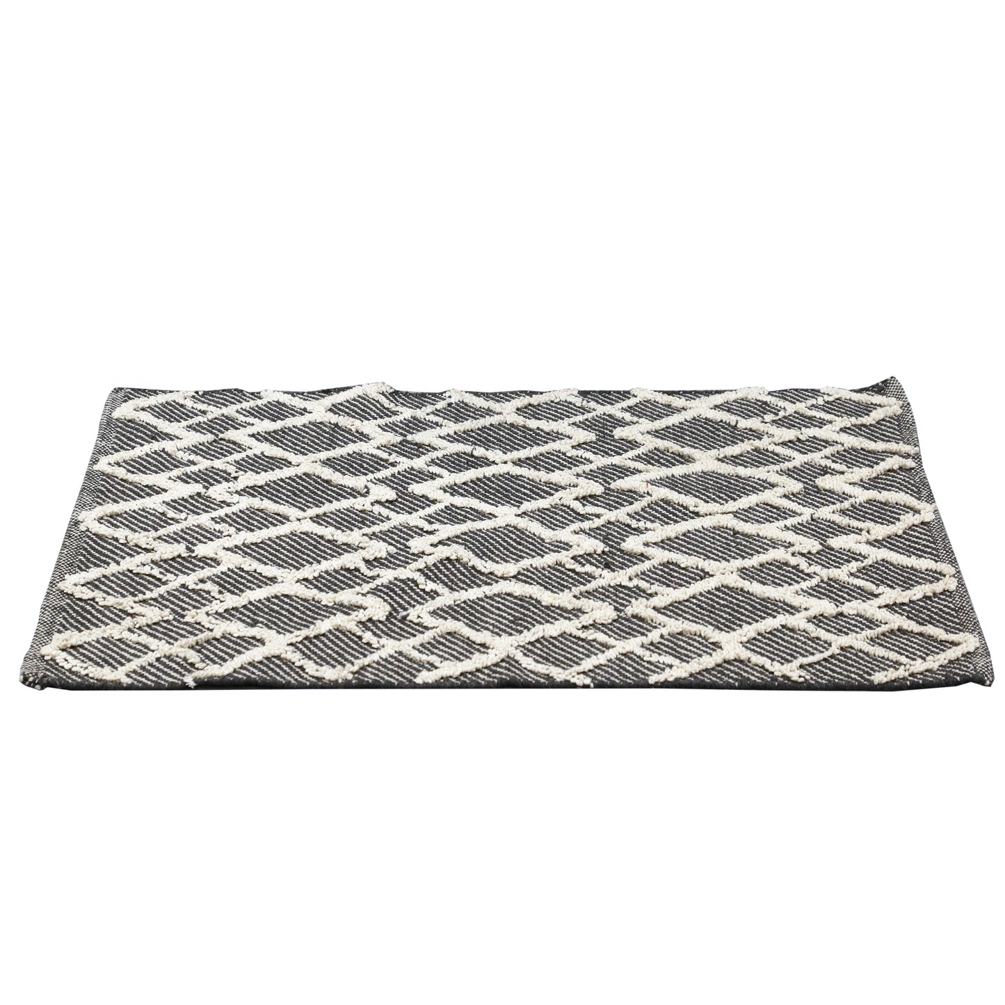 Tapis Berbere Relief Losange Fond Noir 60X90Cm