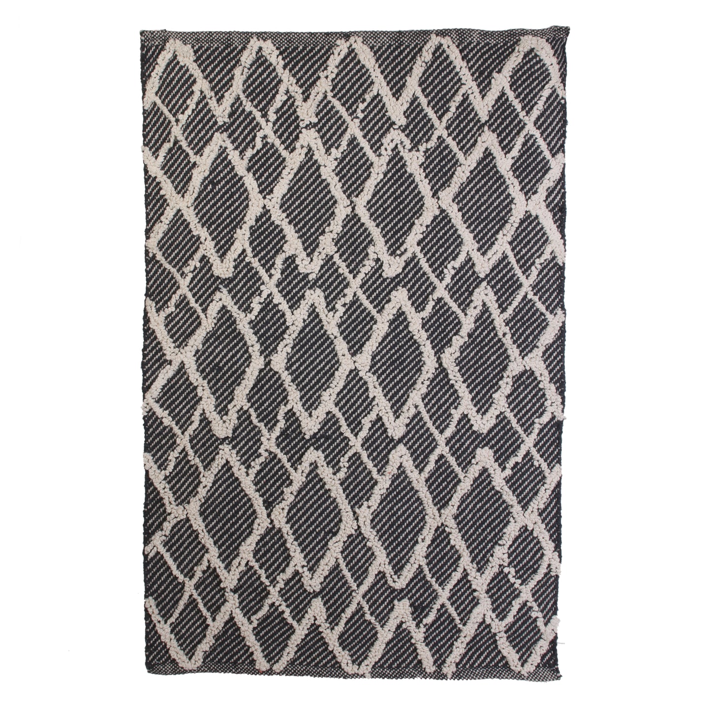 Tapis Berbere Relief Losange Fond Noir 60X90Cm