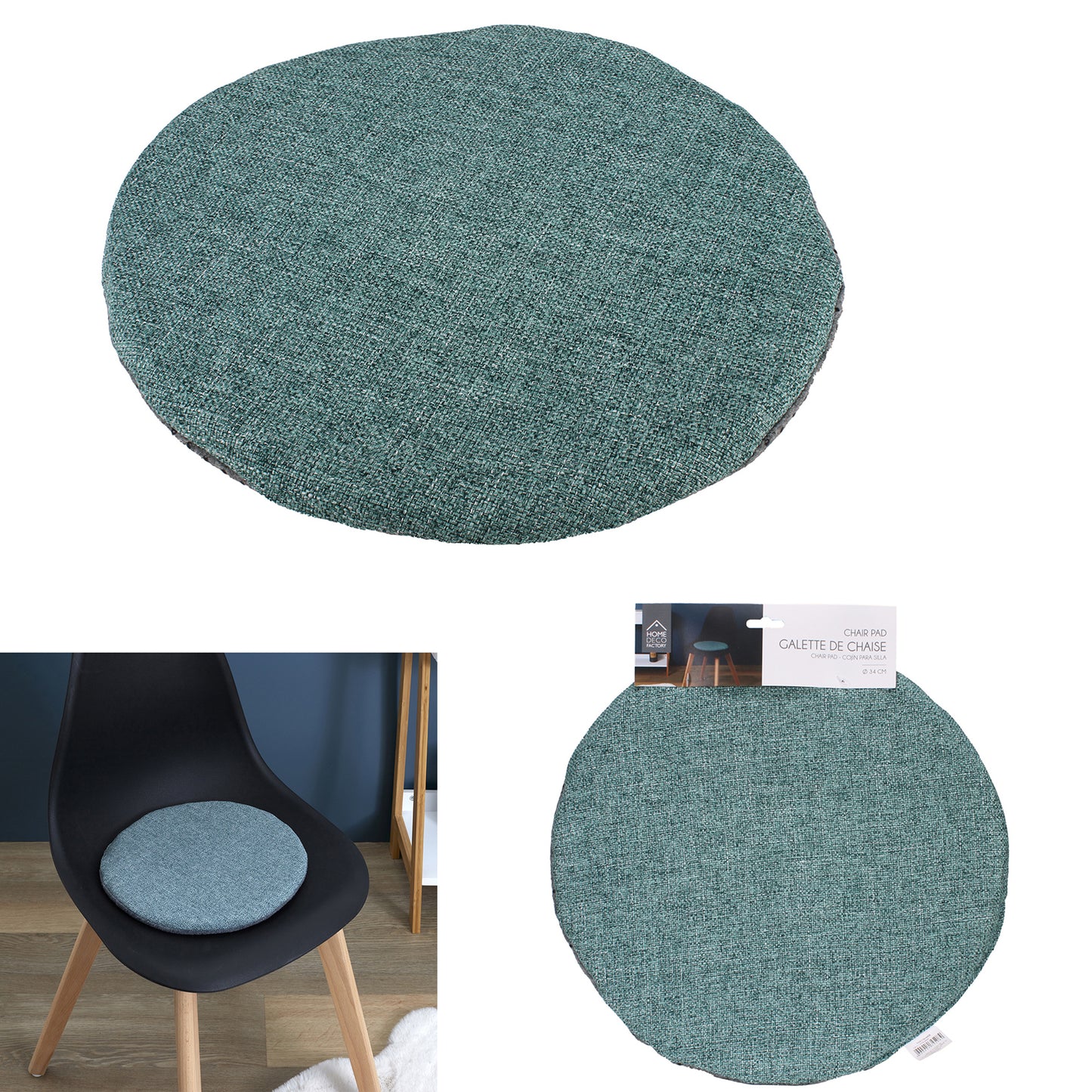 Lot De 6 Galettes Chaise Tissu Bleu Celadon 34C