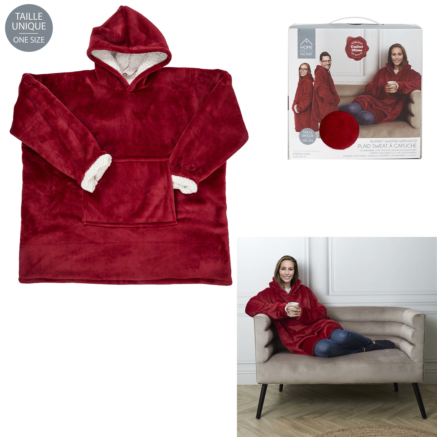 Sweat A Capuche Interieur Sherpa Rouge