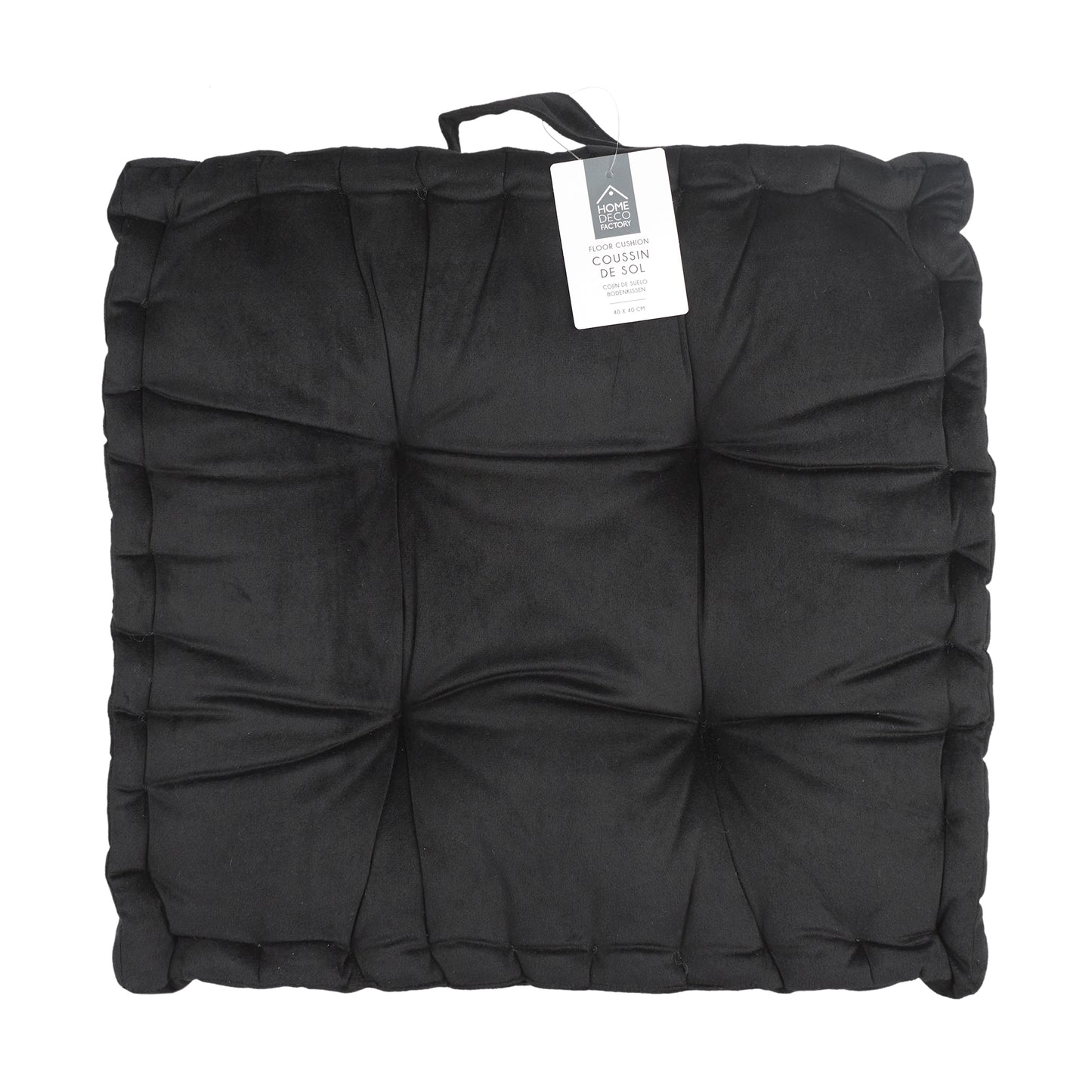 Coussin De Sol Velours Noir 40X40Cm