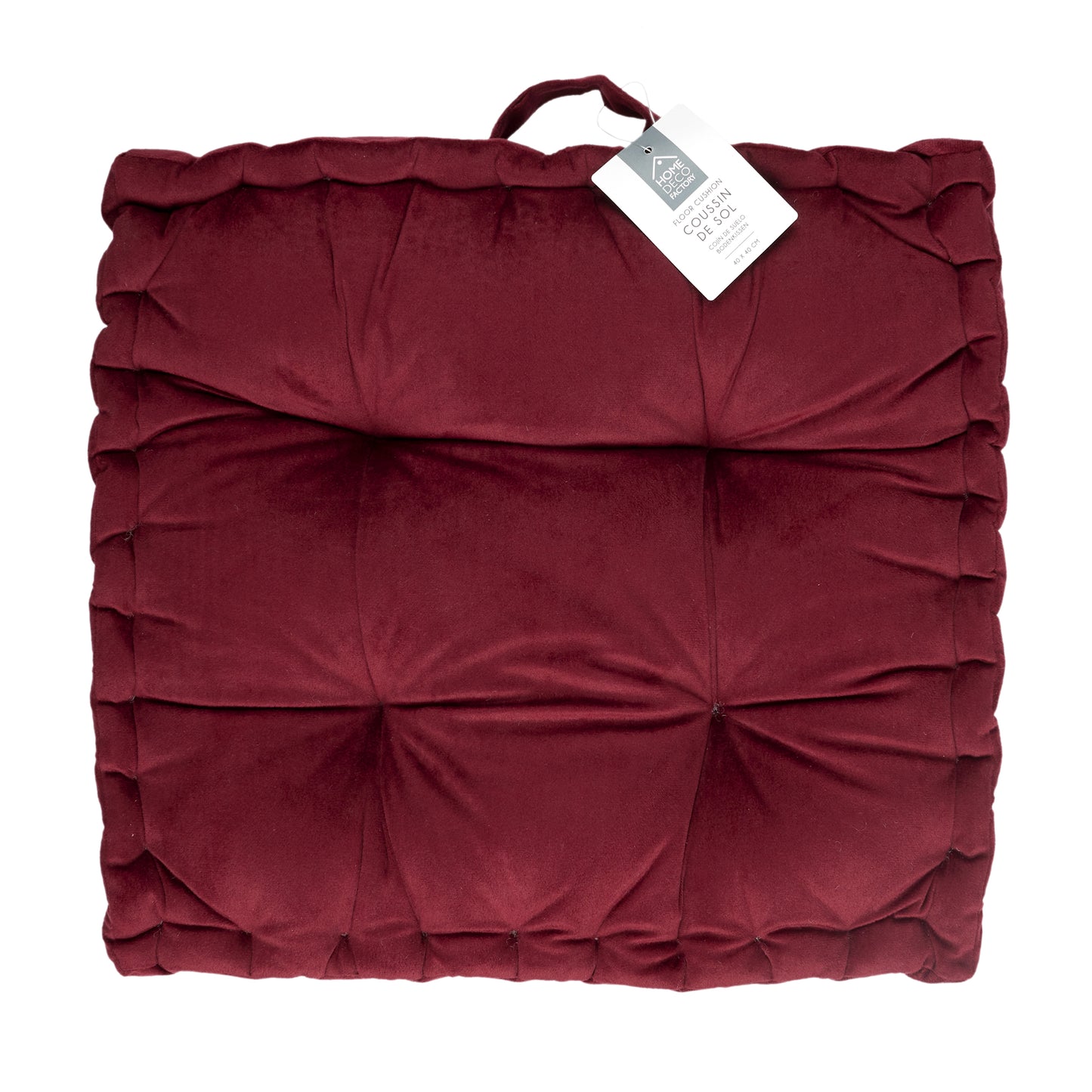 Coussin De Sol Velours Bordeaux 40X40Cm