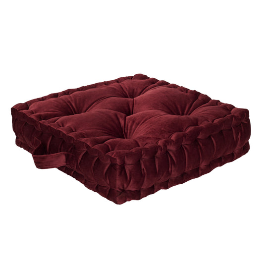 Coussin De Sol Velours Bordeaux 40X40Cm