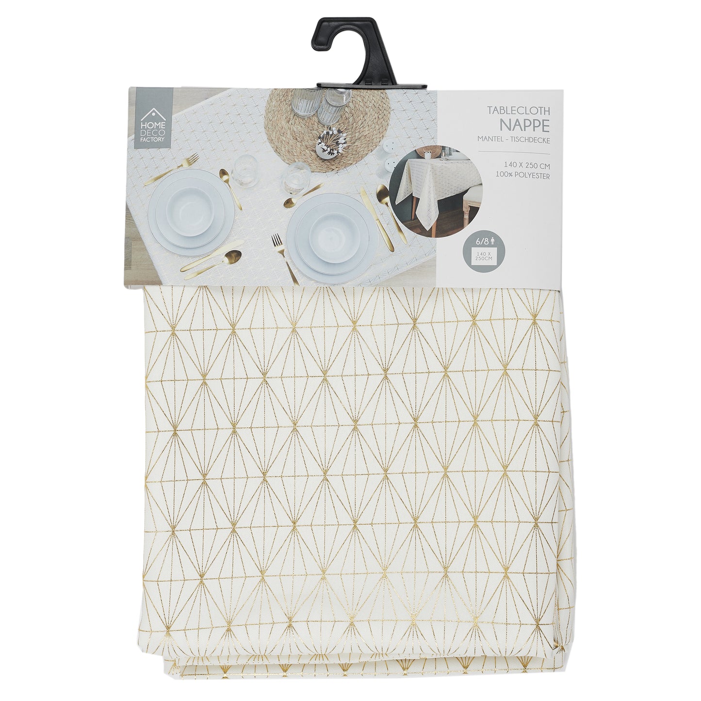 Nappe Motif Geometrique Dore 140X250Cm