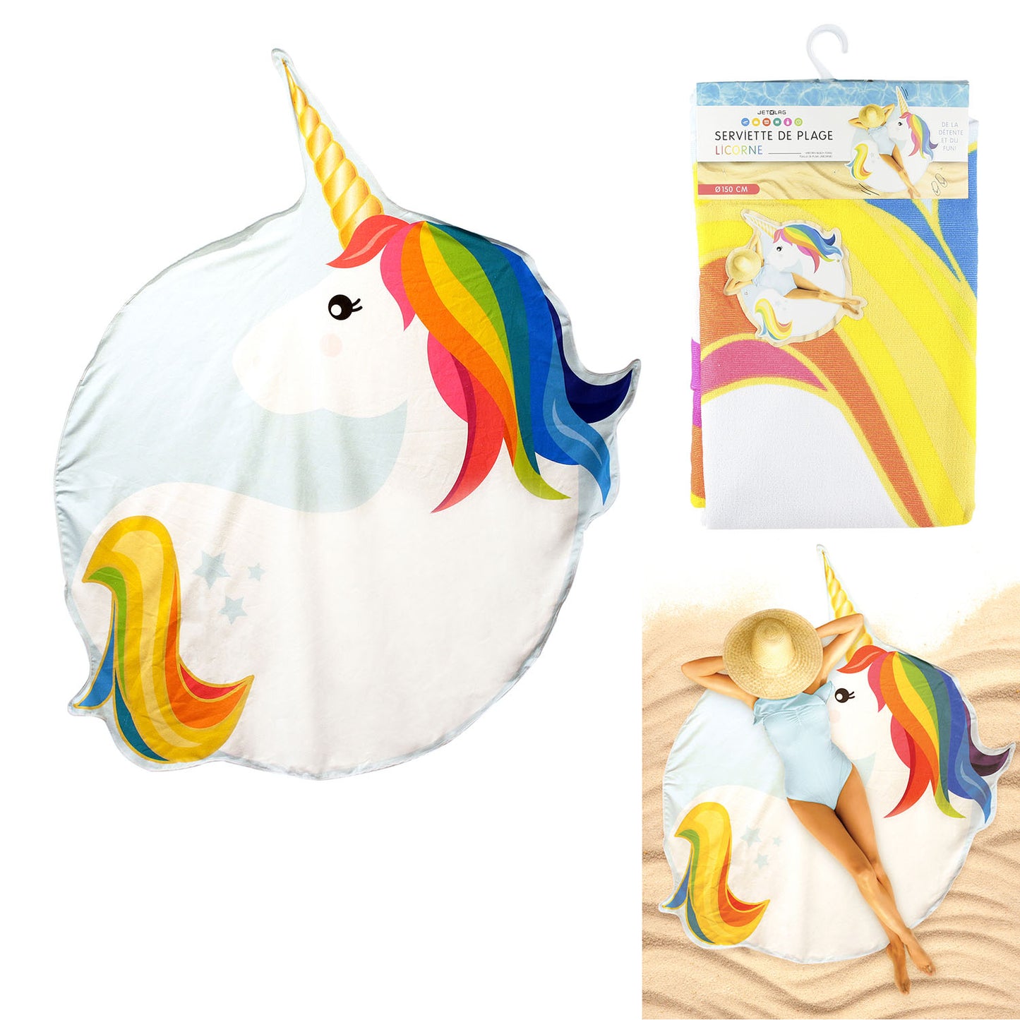 Drap De Plage 150Cm Licorne