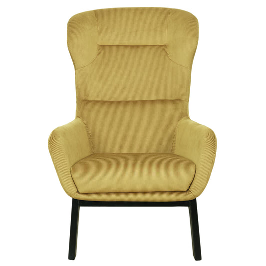 Fauteuil Velours Cotele Roma Jaune Moutarde