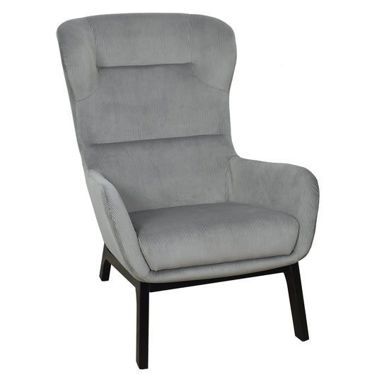 Fauteuil Velours Cotele Roma Gris Fonce