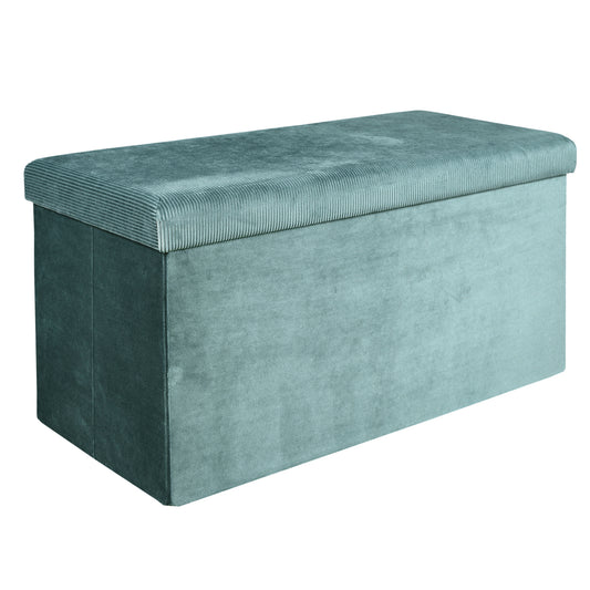 Coffre Banc Pliable Velours Cotele Giulia Bleu